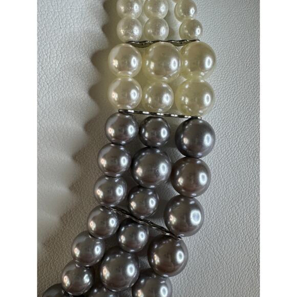 Faux cream and gray pearl necklace.  19” - Picture 6 of 7
